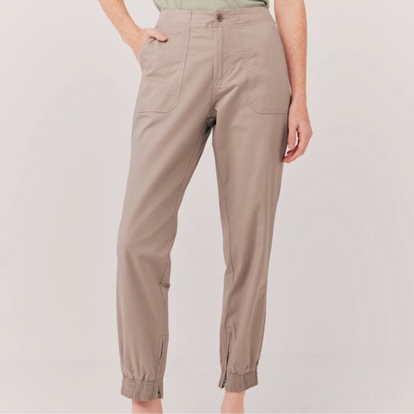 Pact Woven Twill Utility Joggers Womens Pants Zip Ankle Tan Khaki XL - Picture 1 of 16